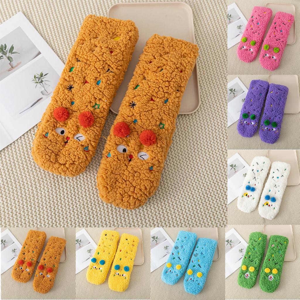 Ladies' Super Thick Lamb Wool Socks, Cute Mid Tube Sleeping Socks With Added Wool Insulation, Home Floor Socks