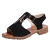 2025 Women's Chunky Heel Summer Sandals: Open Toe, Thick Bottom, Korean Style, Zipper Closure