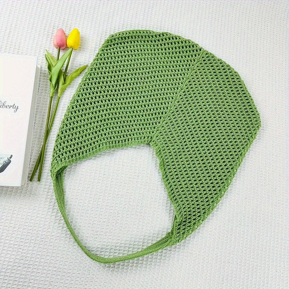 Элегантная черная вязаная сумка-тоут - Просторный сетчатый дизайн с детальной вязкой, Для путешествий и покупок Стильная сумка-тоут Прочная сумка с ручками