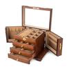 Mid-Century Solid Wood Jewelry Box with Lock: Multi-Layer Storage and Velvet Interior