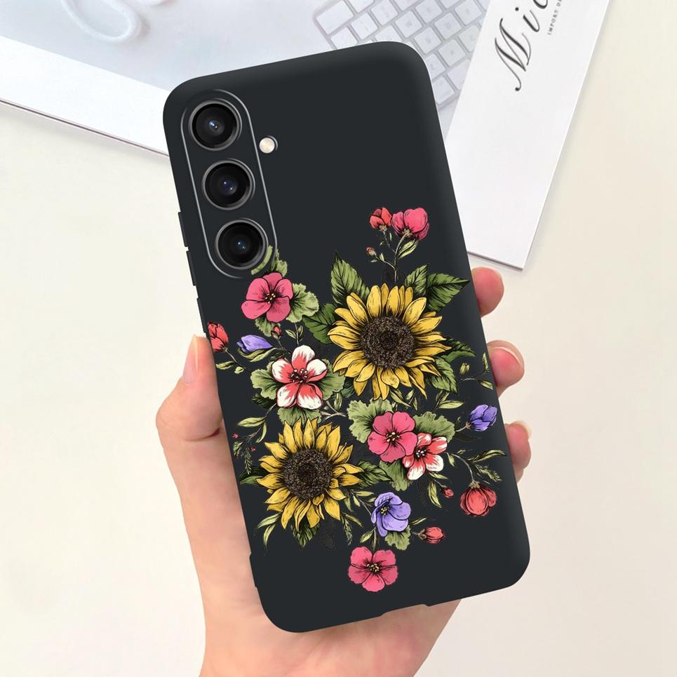 Для Чехла Funda Samsung A35 5G Case SM-A356E Пара Любовь Сердце Цветок Кошка Рисунок Задняя Крышка Для Samsung Galaxy A35 5G Etui