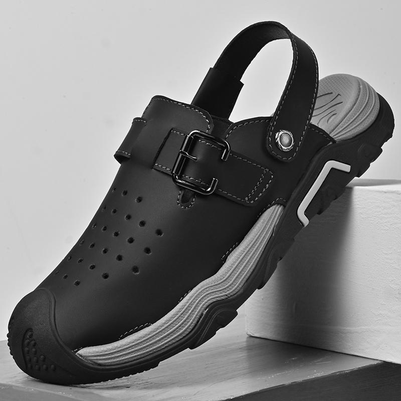 Модные мужские сандалии в ретро-стиле, нескользящие летние шлепанцы, уличные пляжные полушлепки двойного назначения, повседневная пляжная обувь Ading, акваобувь, слайды