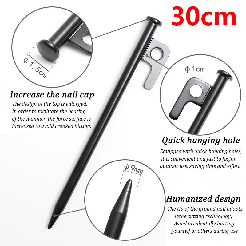 Outdoor Thick and Long Camping Pegs Steel Ground Pegs for Canopy Tent Camping Beach Camping Pegs 30cm
