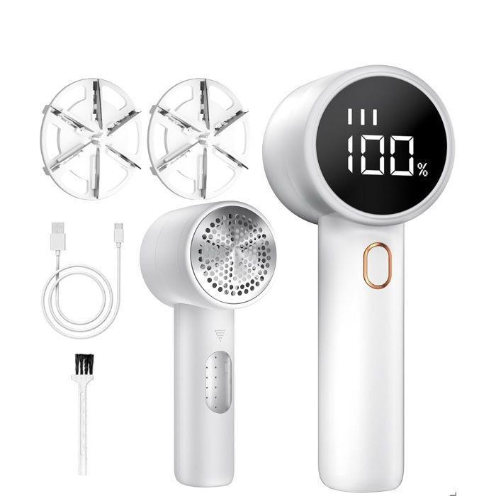 Rasoir anti-bouloches rechargeable avec écran LCD – Haute performance et design moderne Couleur Blanc