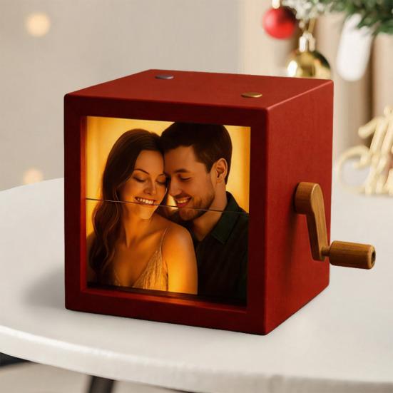 Yousheng Индивидуальная фото-раскладушка Ручная анимационная книжка-раскладушка с фото Картинная коробка со светом Персонализированная фото-раскладушка Рамка Машина для анимации Подарки на Рождество