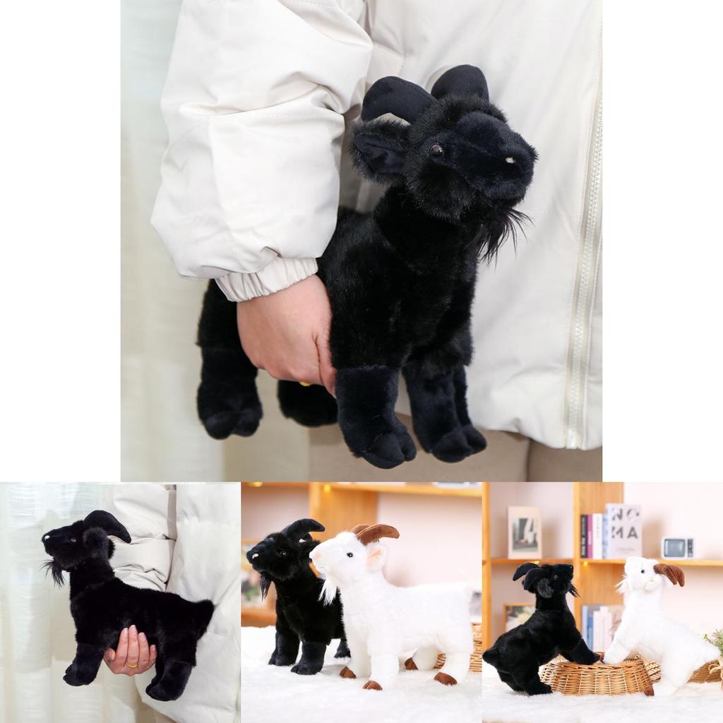 Милая мультяшная черно-белая коза, плюшевая игрушка-кукла для девочек