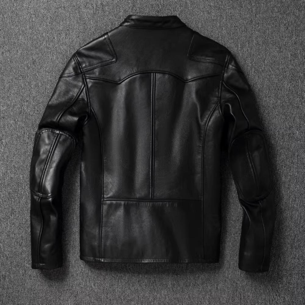 Китайский размер, стиль RL, верхний слой, вощеная конская кожа, куртка из натуральной кожи, мужская, воротник-стойка, коричневая, мотоциклетная, мужская, байкерская, осенняя