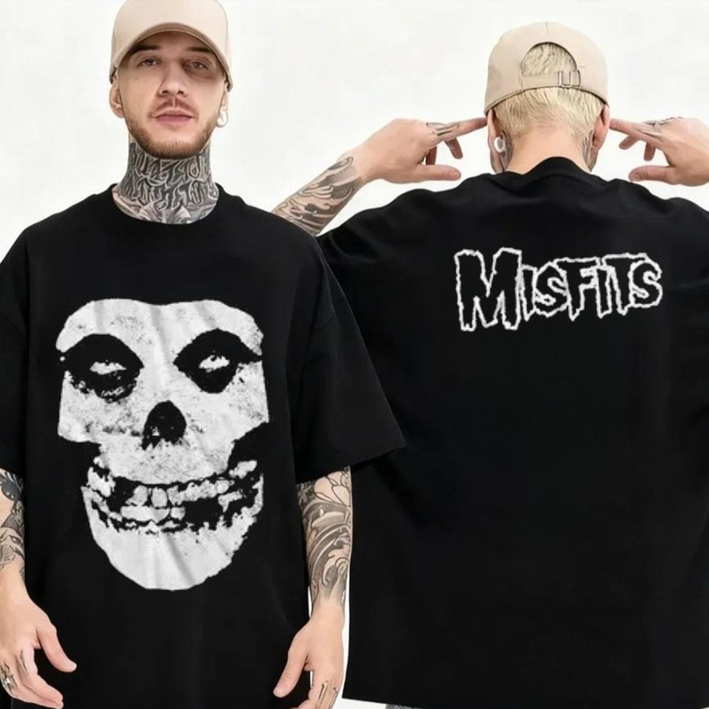 Misfits Cotton Graphic T Shirt Punk Rock Band Tee Y2k Grunge Streetwear Retro Graphic Print Harajuku Y2k Tshirt Men Women Tops