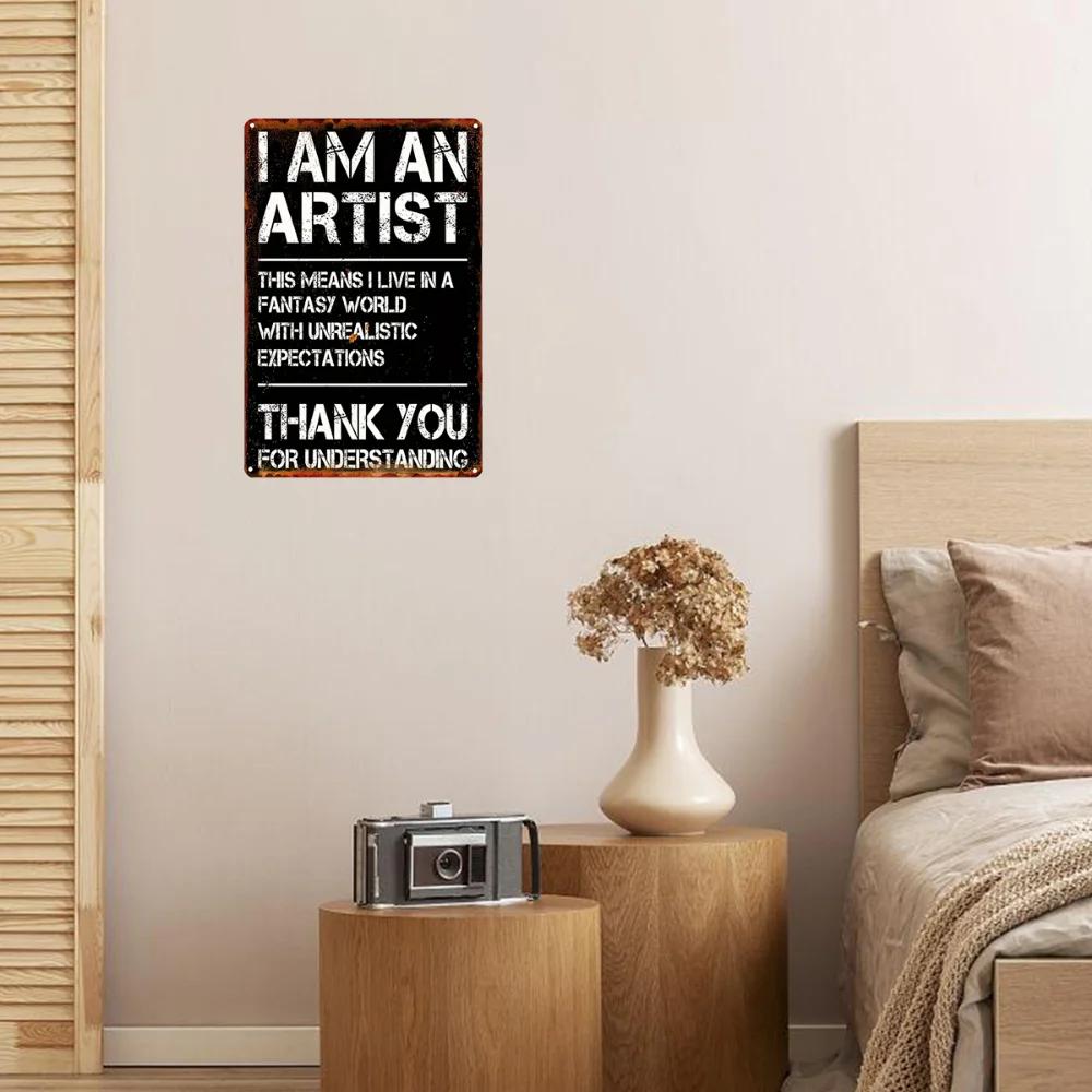 1 шт. Смешная металлическая жестяная вывеска «Фэнтези художника», винтажный юмористический декор для офиса и кафе, легко подвешиваемый настенный декор, декор комнаты, домашний декор