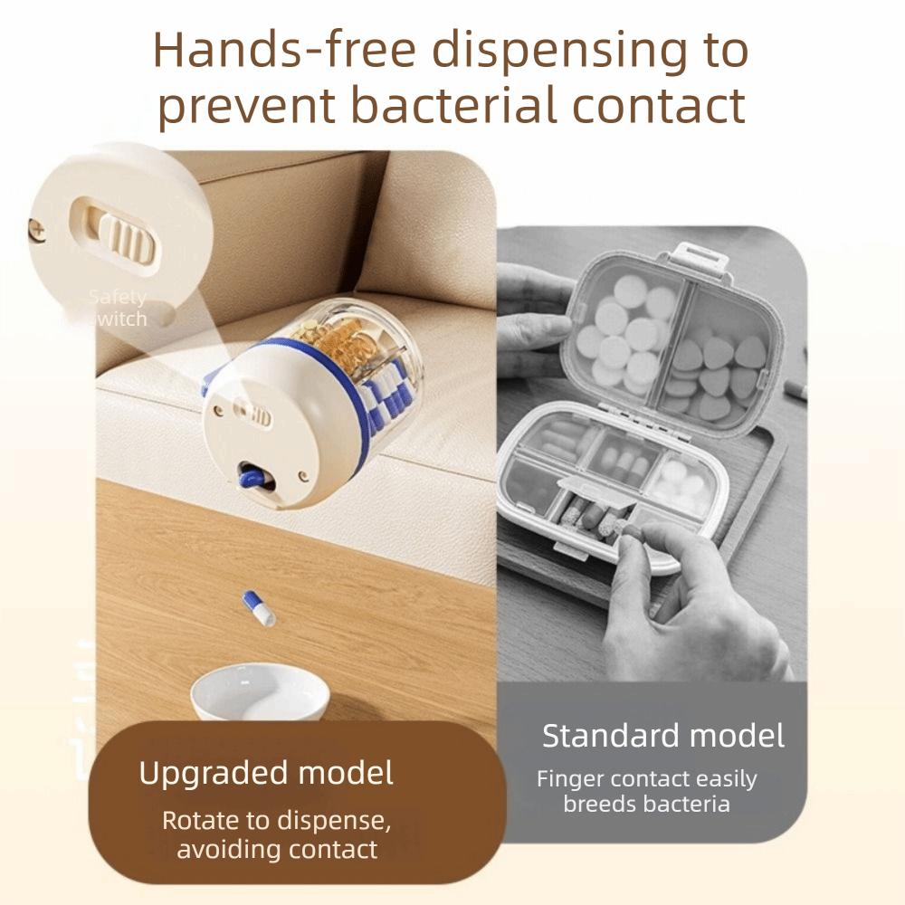 Large Capacity 4 Grids Pill Organizer Press Type Daily Pill Dispenser  Office