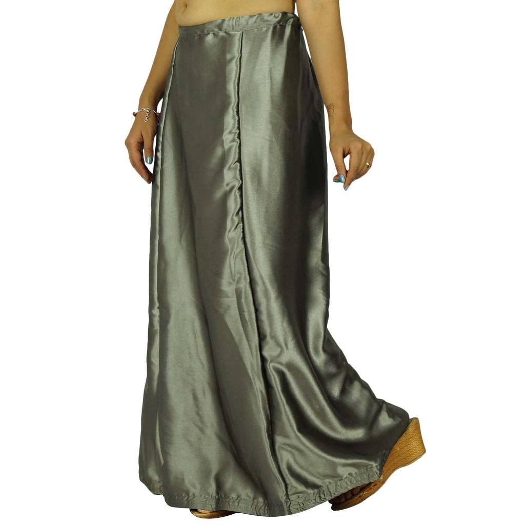 Индийская атласная шелковая юбка из Болливуда, твердая подкладка для женщин сари