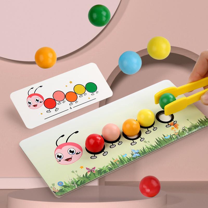 Wooden Caterpillar Preschool Bead Stringing Set Fine Motor Development Early