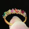 Rainbow Zircon Crystal Stone Rings for Women Geometric Wedding Ring Couple Christmas Jewelry Gift