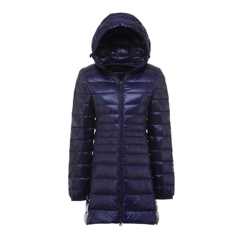 FASHION  Light Down Jacket Women's Medium  Long Fattened Plus Size Removable Cap Lightweight Ultra-thin Jacket Tide Clothes