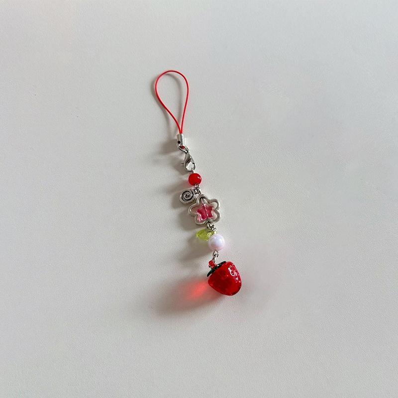 Милый шнурок для мобильного телефона с клубникой, милые фрукты, цепочка для телефона для девочек, эстетичный брелок для мобильного телефона Y2K