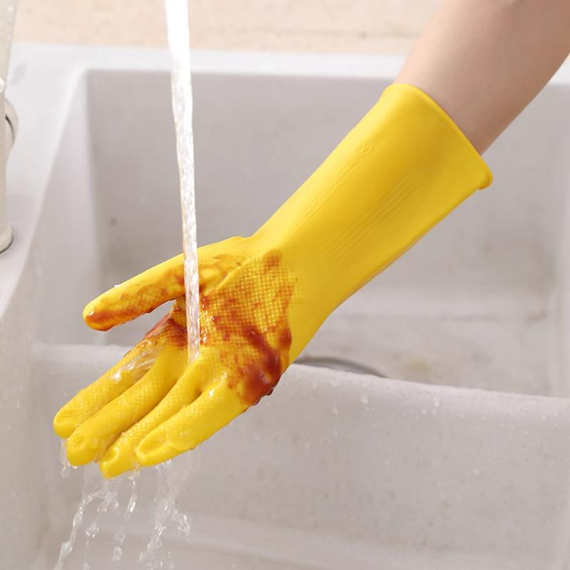 Прочные водонепроницаемые бытовые перчатки из латекса для женщин - для уборки кухни, мытья посуды и тонкой стирки