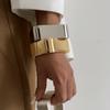 Ingemark Punk Vintage Geometric Heavy Metal Spring Bangles for Women Hip Hop Gold Color Open Cuff Bracelets Couple Men Jewelry