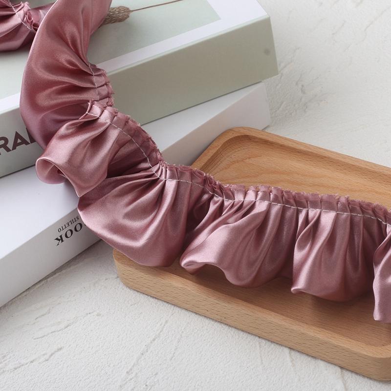 10 м Двухслойная оборка с кружевной отделкой, блестящая атласная плиссированная лента, кромка ткани, подгиб для свадебного платья, кукольного платья, DIY детское шитье, рукоделие