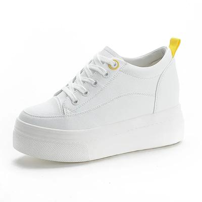 Модные горячие 8 см натуральная кожа женские туфли белые кроссовки для скейтбординга на платформе туфли на танкетке с воздушной сеткой полые дышащие весна