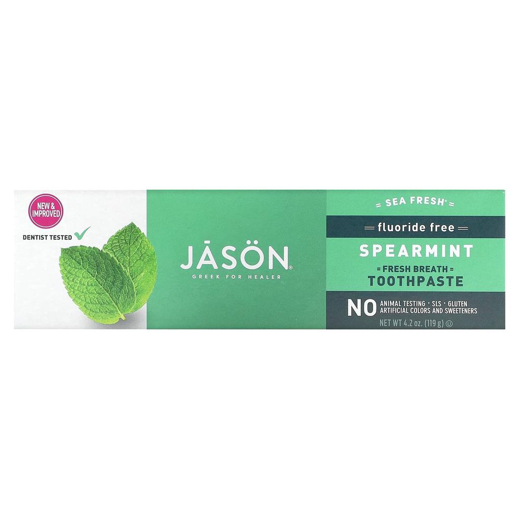 Jason Natural Sea Fresh, зубная паста, устраняющая неприятный запах изо рта, без фтора, со вкусом мяты, 4,2 унции (119 г)
