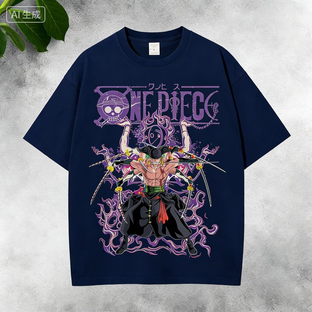 Anime Retro Washed Shirt 2026 Unisexs and Womens Summer One Piece Anime Cotton Tshirt Comfortable Breathable Highquality Ins