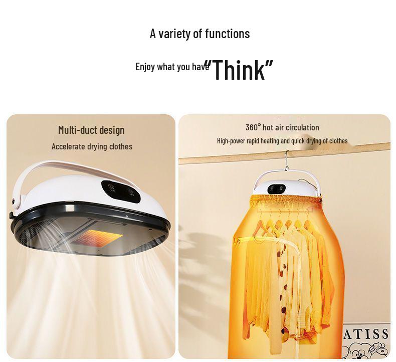 Compact Fully Automatic Clothes Dryer with Mite Removal for Home and Dorm Use