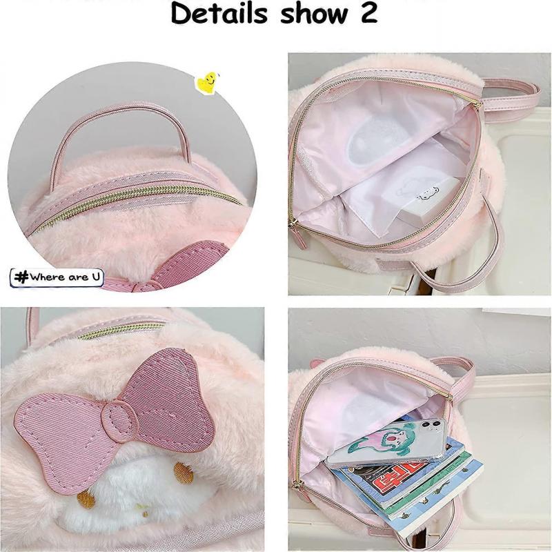 Cute Girl Plush Bag Backpacks for School, 3D Kawaii Animal Cartoon Schoolbag for Girl Bookbag School Supplies, White Dog