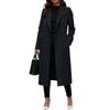 Women's Fashionable Solid-color Lapel Long-sleeved Woolen Coat