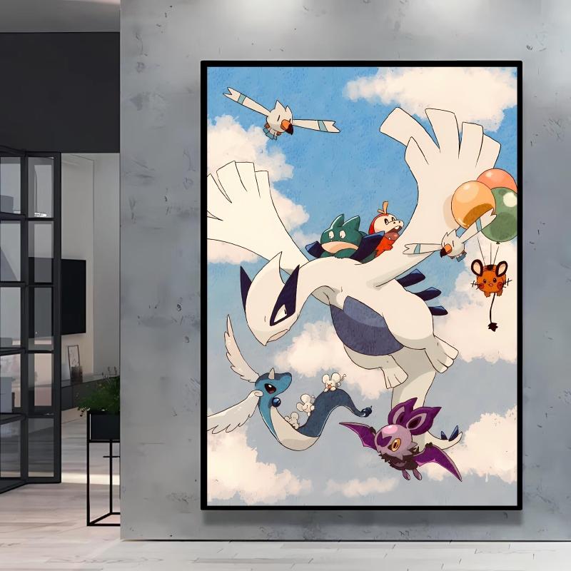 Canvas Printing Pokemon Pikachu Classic Anime Character Poster Modern Retro Style Home Room Decor Friends Gifts High Quality