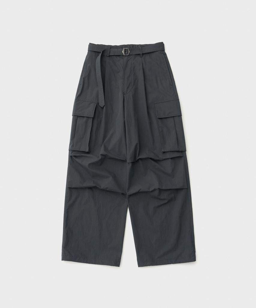 ANOTHER OFFICE Parachute Belted Pants (Charcoal Navy)