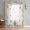 Herbal Flowers Spring Floral Sheer Voile Curtains For Living Room Bedroom Kitchen Festival Decor Chiffon Tulle Window Curtains