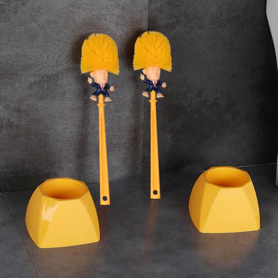 Щетка для ванной комнаты с комиксами Трампа, длинная ручка, необычная щетка для унитаза, функциональное чистящее средство для унитаза, веселый инструмент для уборки ванной комнаты