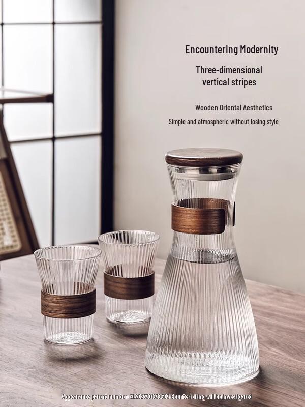 Элегантный стеклянный китайский чайный сервиз с чайником 1,8 л, 6 чашками и подносом