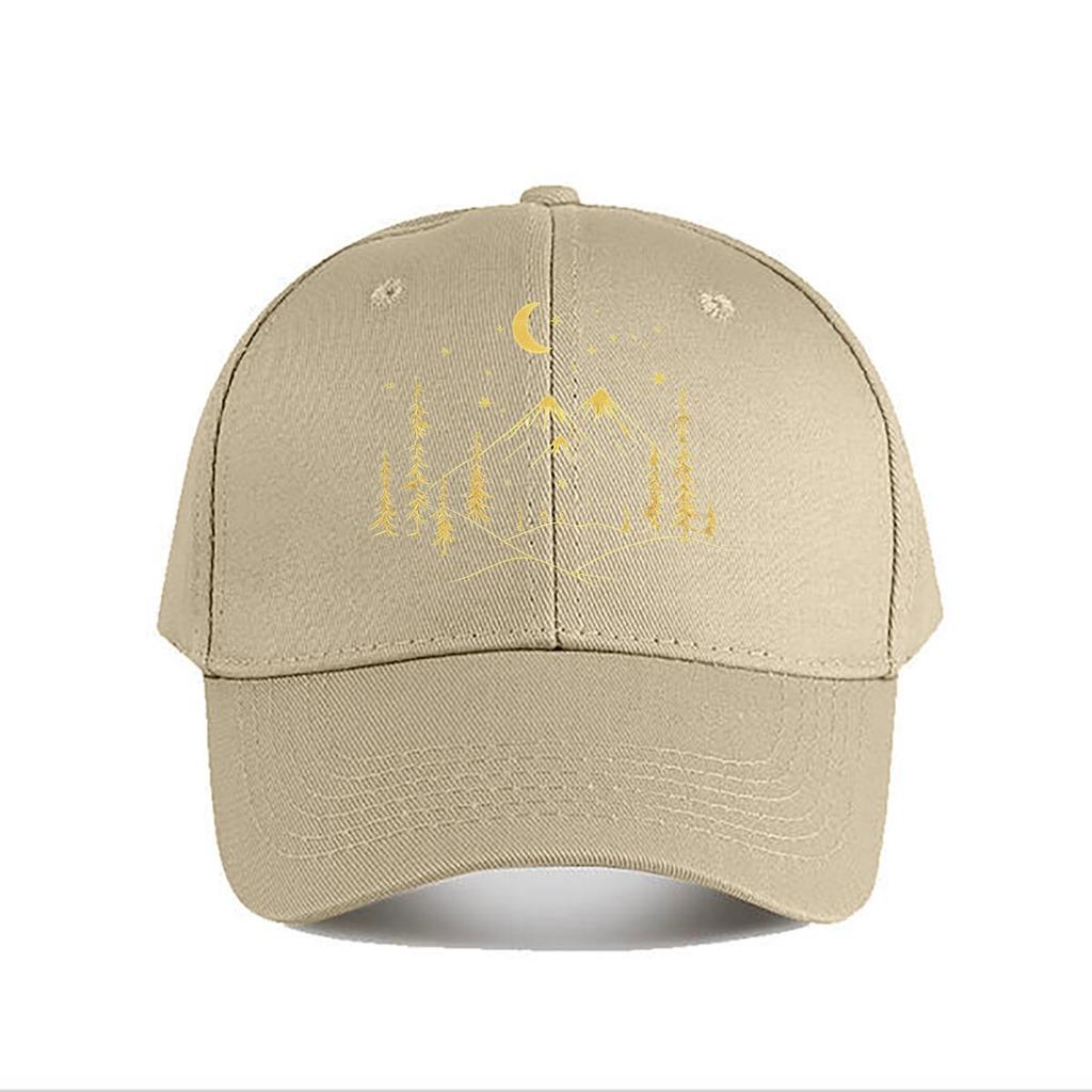 Pink Vintage Baseball Cap Mountain Moon Tree Baseball Cap Fashion Unisex Sunhat Womens Outdoor Sports Snapback Cap