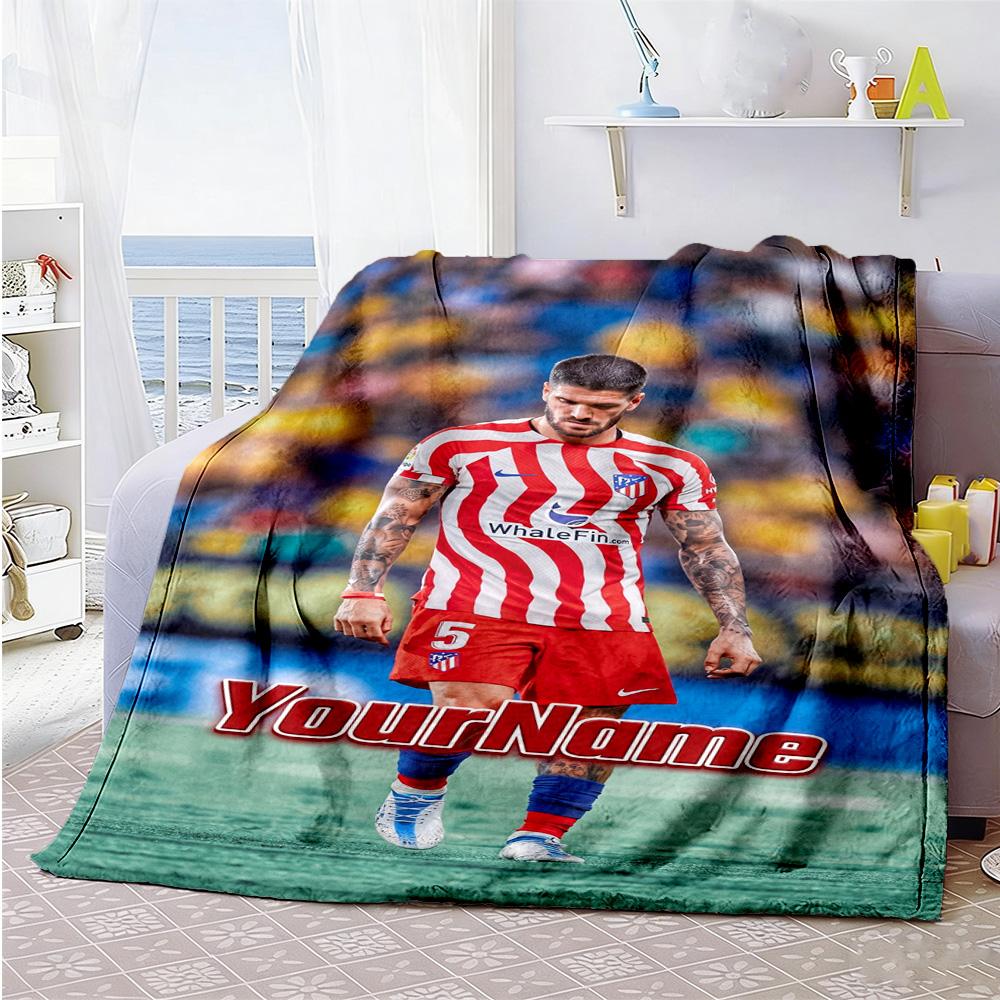 Atletico Madrid Personalized Text Blanket Multi-purpose Customizable Blanket Ultra-Soft Throw For Chair Home Decor Nap Sofa Four Seasons Universal