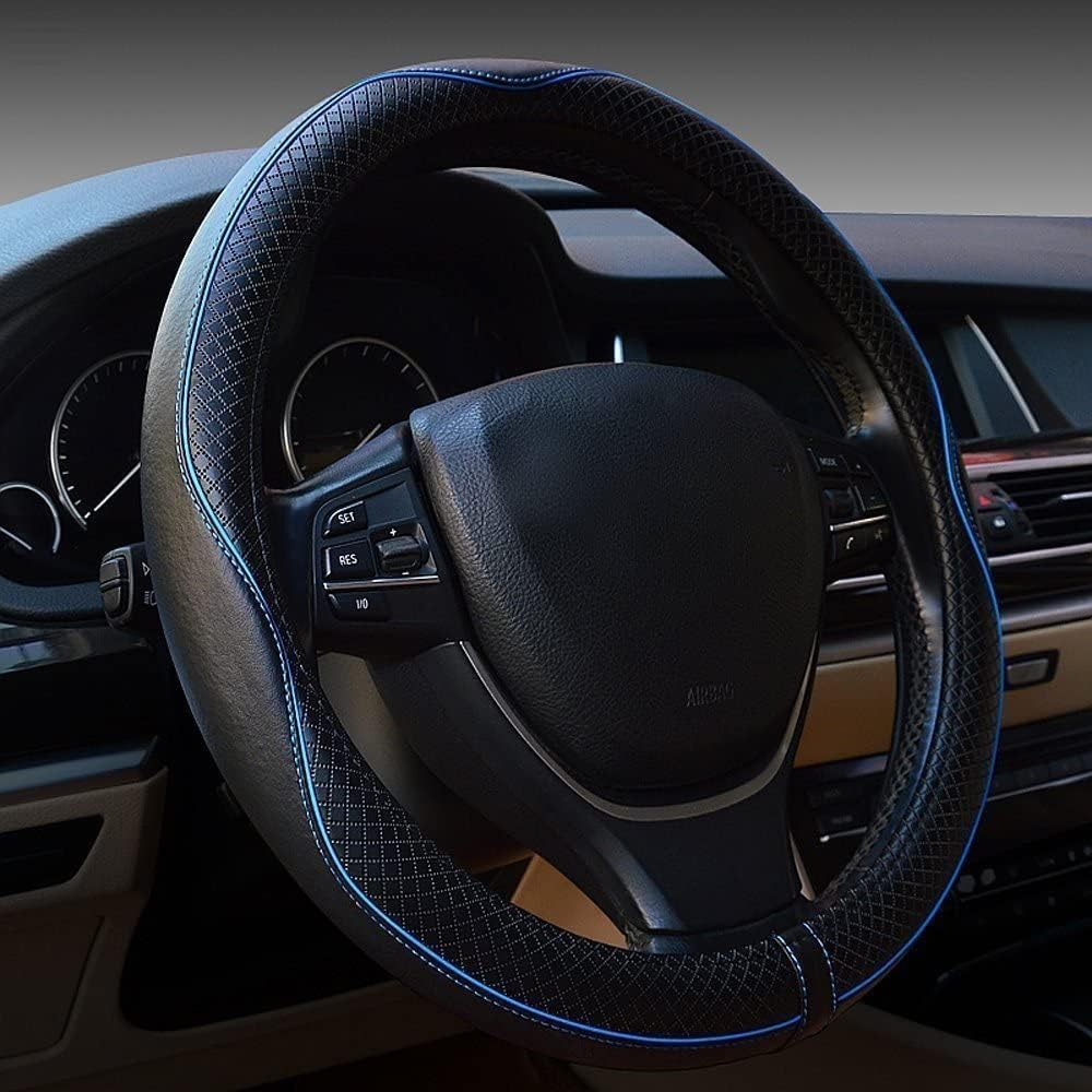Microfiber Leather Car Medium Steering Wheel Cover,Universal Car Wheel Cover,Breathable Wheel Cover,Anti-Slip Full Surround,Sports Style Steering