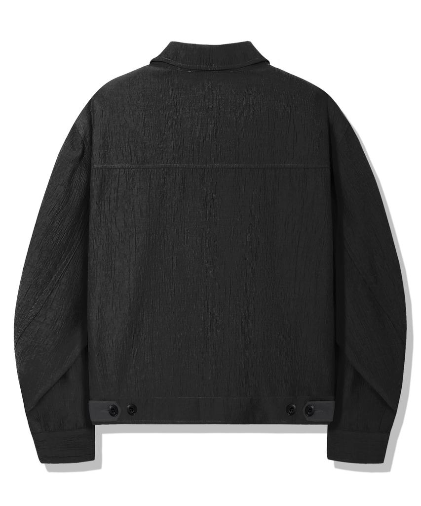 Укороченная блузка-жакет из смесового материала с фактурой "вафельное полотно" Trillion_Черный