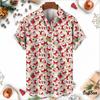 2024 New Product Christmas Pattern Digital Printing Summer Short Sleeve Collar Open Button Shirt Men's Top