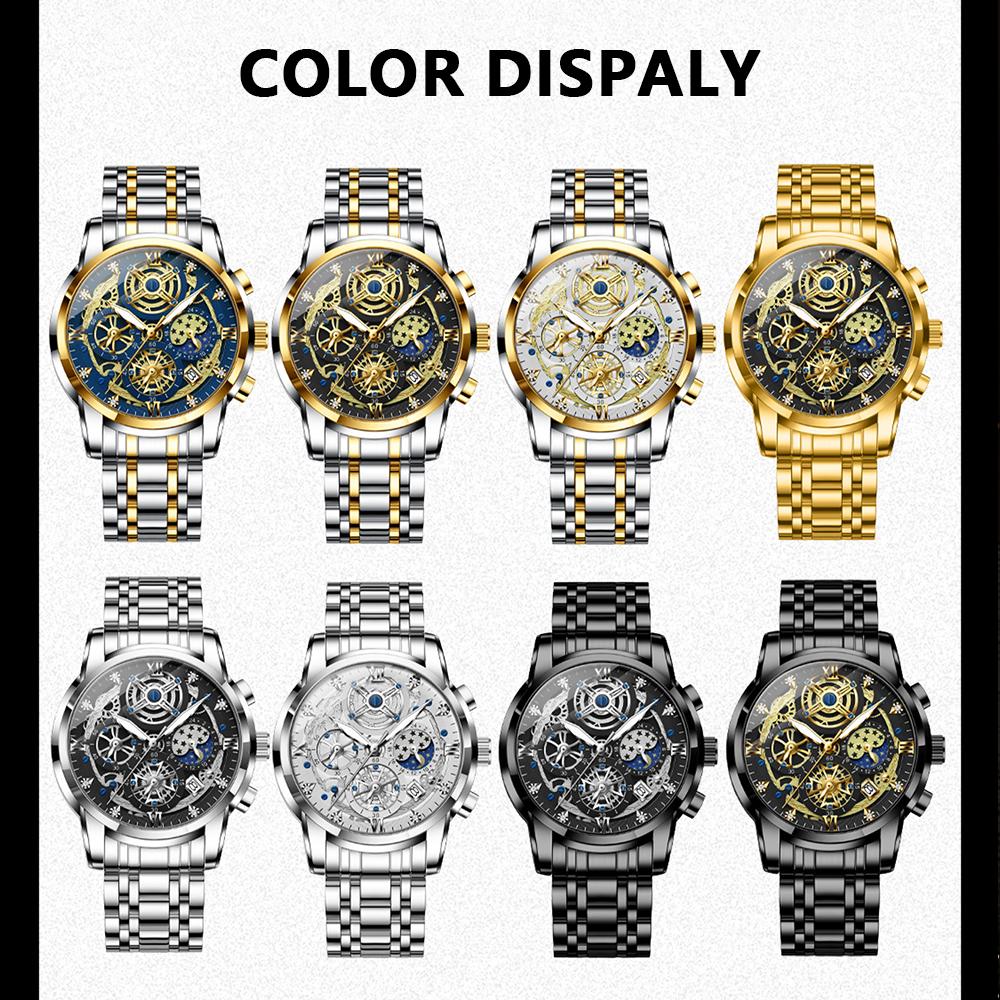 BINBOND Luxury Man Watch Waterproof Luminous Chronograph Date Men Watch Stainless Steel Quartz Men's Watches