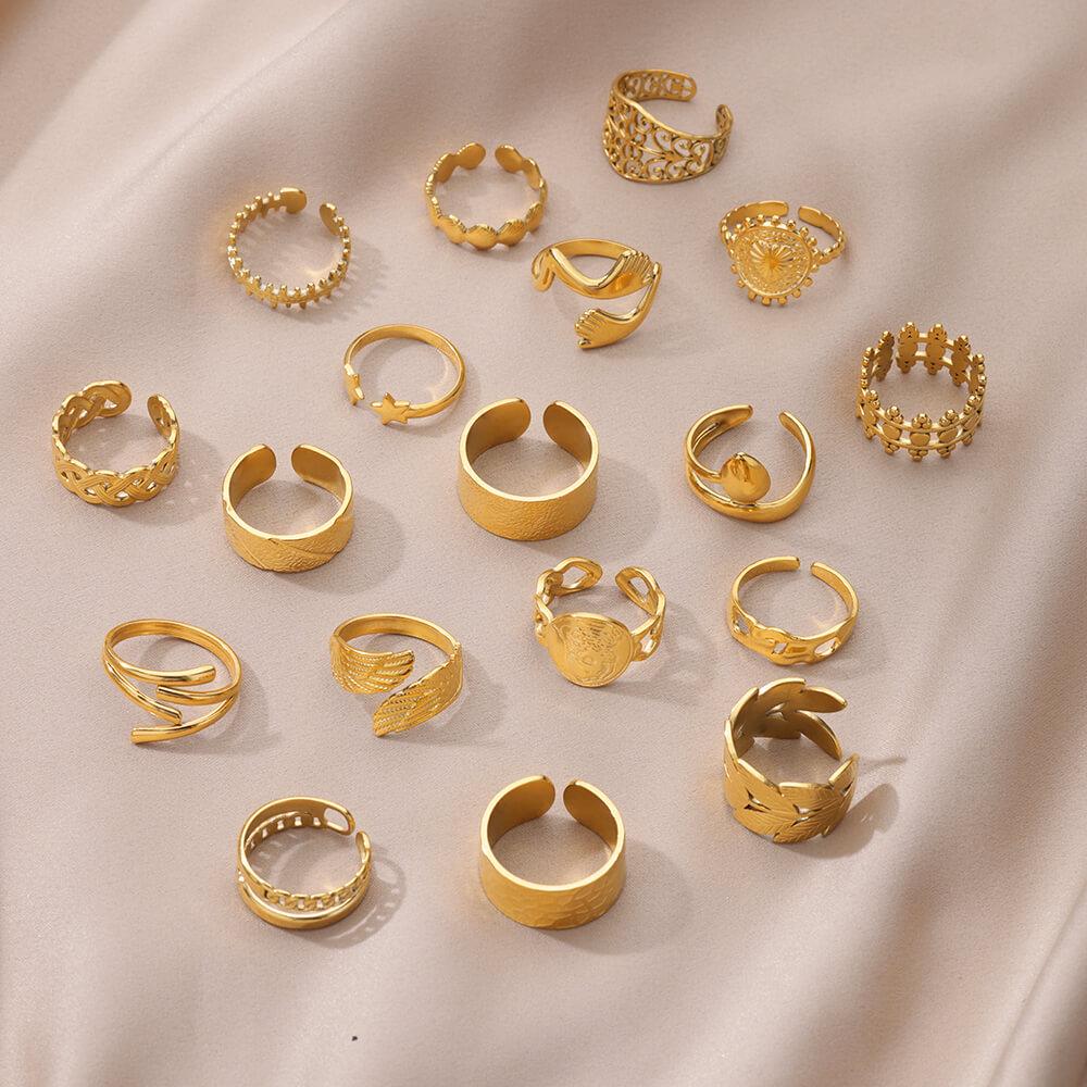 Stainless Steel Heart Geometric Hydraulic Ring for Women