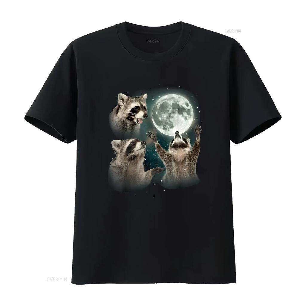 Raccoon T Shirt 3 Racoons Howling At Moon Funny Weird Cursed vintage Washed Slightly Comfortable Stretched