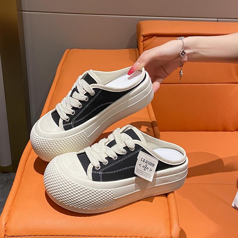 CRLAYDK женские парусиновые мюли на платформе модные кроссовки повседневные слипоны повседневные шлепанцы комфортная обувь для ходьбы увеличивающая рост