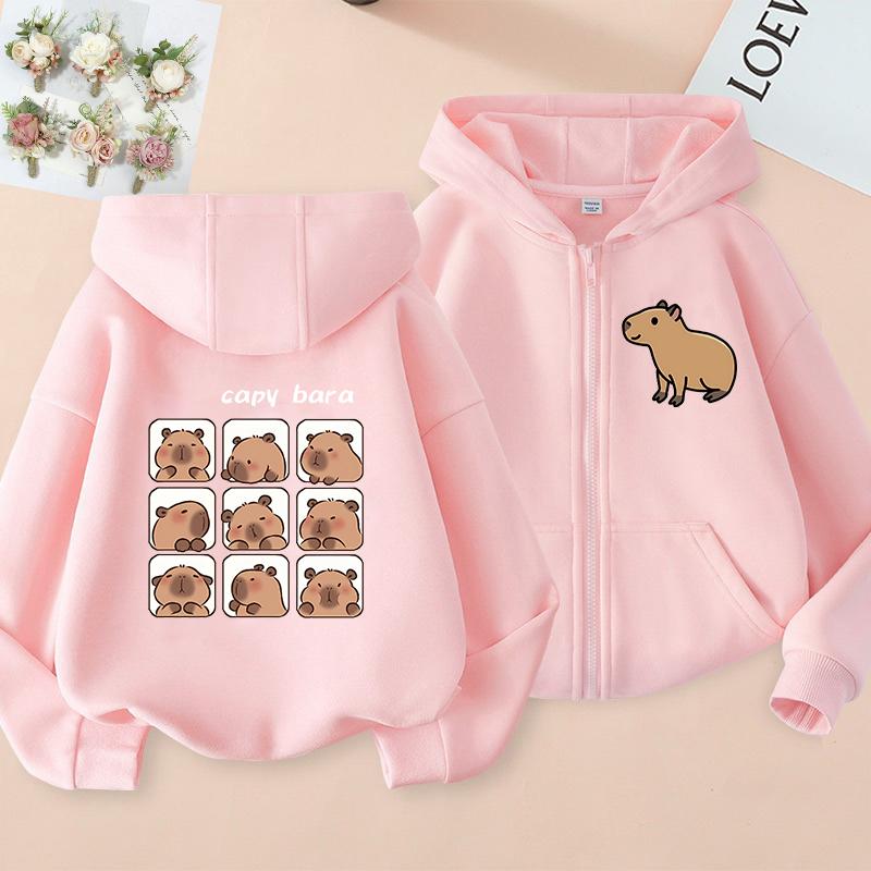 Zip Up Hoodie Kawaii Kids Capybara Children's Hoodie Zipper Children Capibara Sweatshirt Manga Clothes Kid Girl Boy Top Hoody