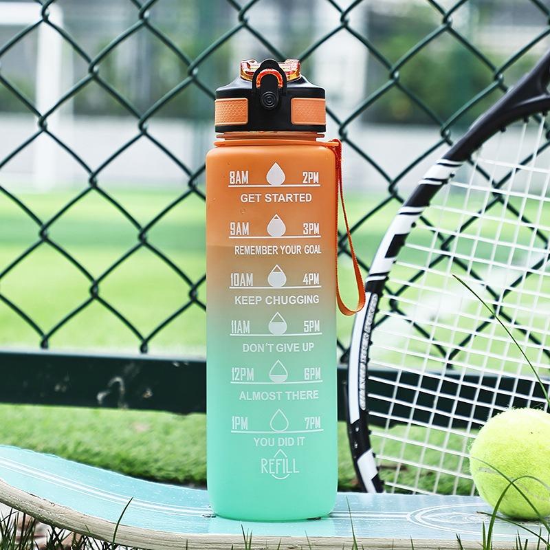 Water Cup Gradient Color Scrub 1000ml Straw Space Cup Summer Men's Sports Kettle Plastic Cup Handy Cup Water Cup