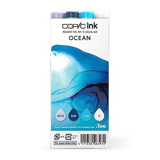 Набор спиртовых чернил Copic для арт-работ, 4 цвета «Морские смоляные красители»