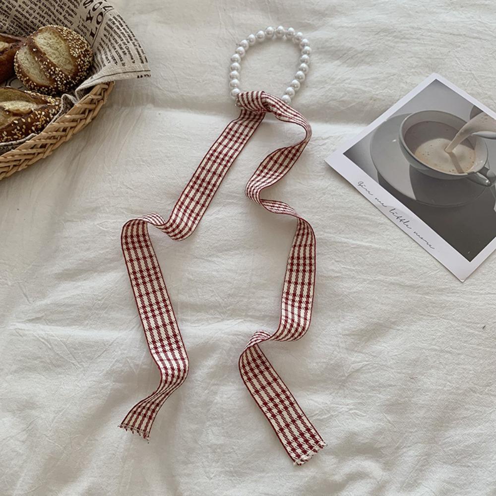 Summer Pearl Necklace Lace Scarf Hollow Embroidery Bags Handle Decor For Women Collarbone