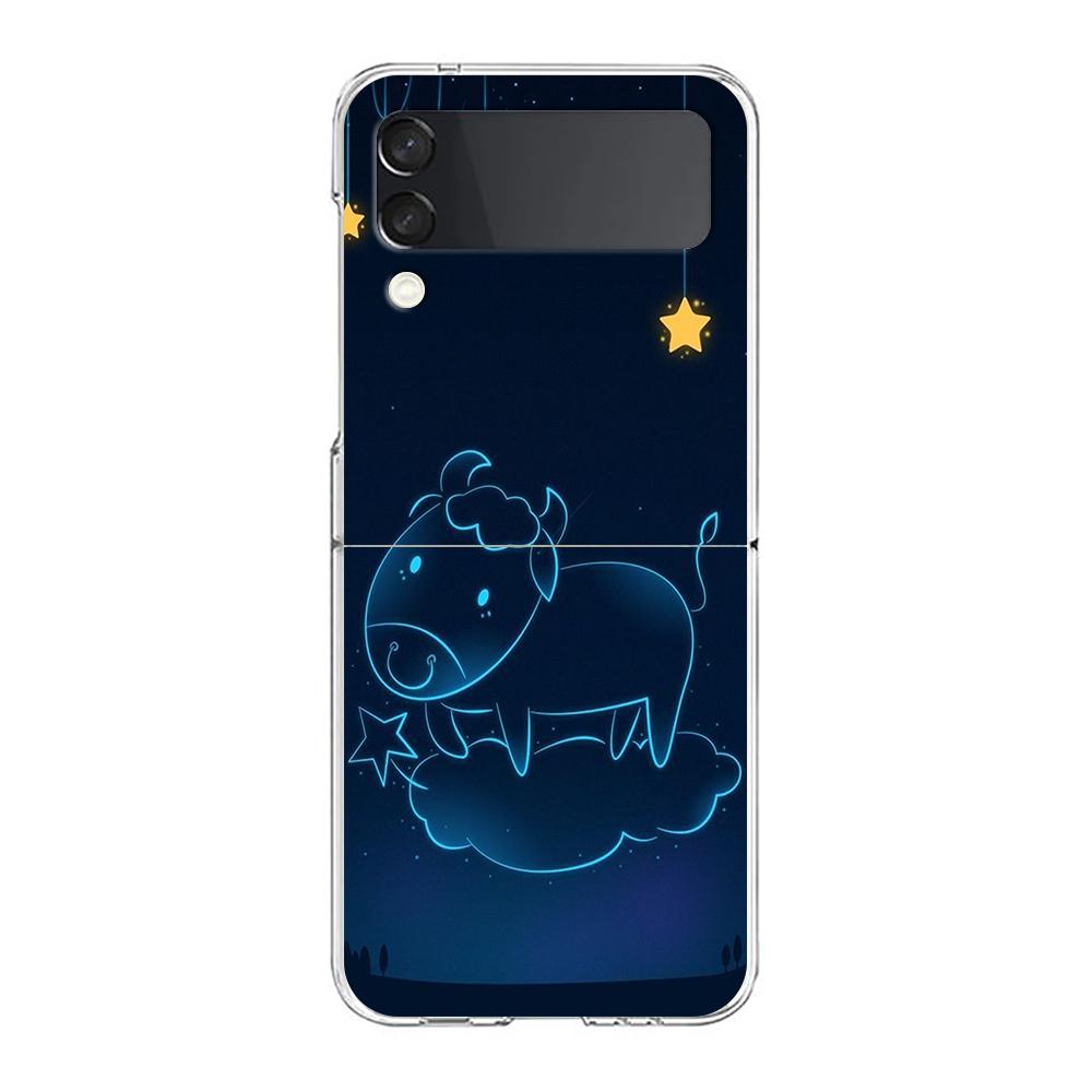 Чехол для телефона Samsung Galaxy Z Flip 6 5 4 Прозрачный для Samsung Z Flip 3 Жесткий ПК Складной корпус Мультязный Созвездие