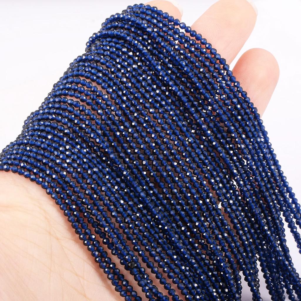 Small Beads Natural Stone Beads Tourmaline Sapphir 2,3,mm Section Loose Beads for Jewelry Making Necklace DIY Bracelet (38cm)