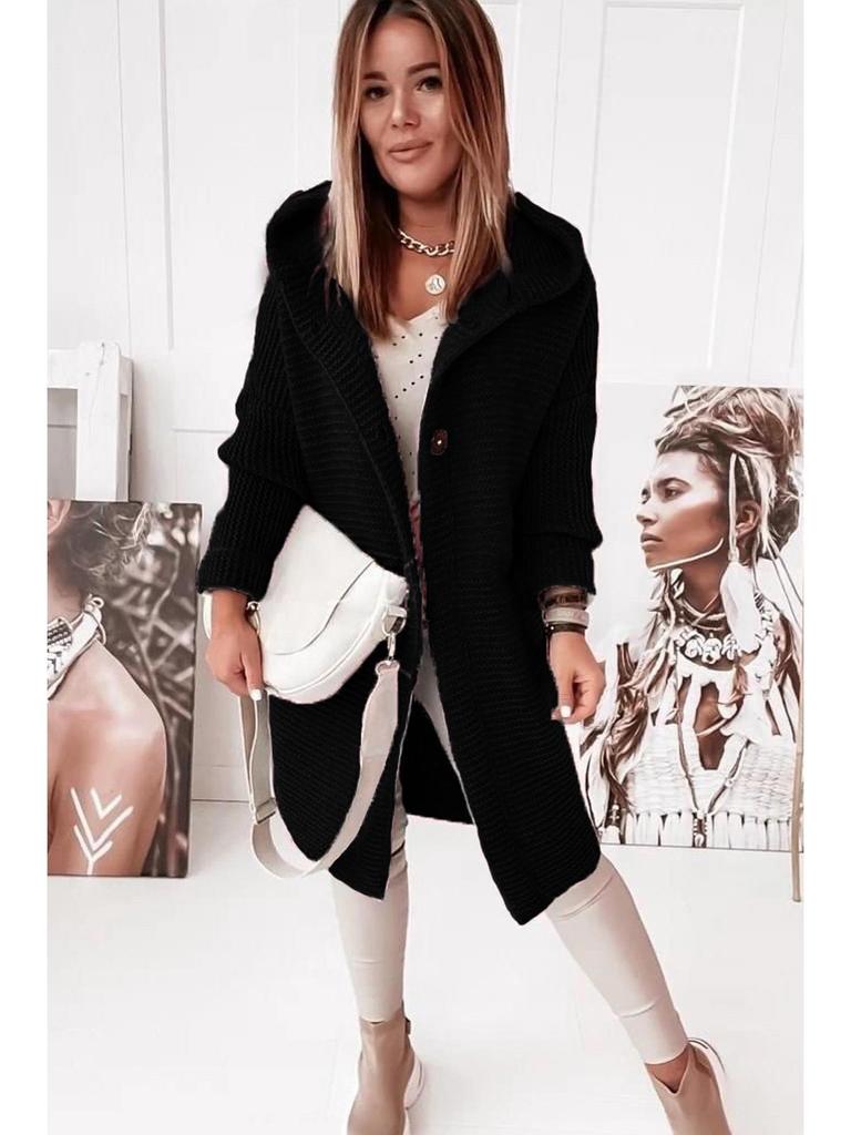 2024 Новый свитер с капюшоном и воротником, элегантный свободный кардиган для женщин, женская одежда больших размеров