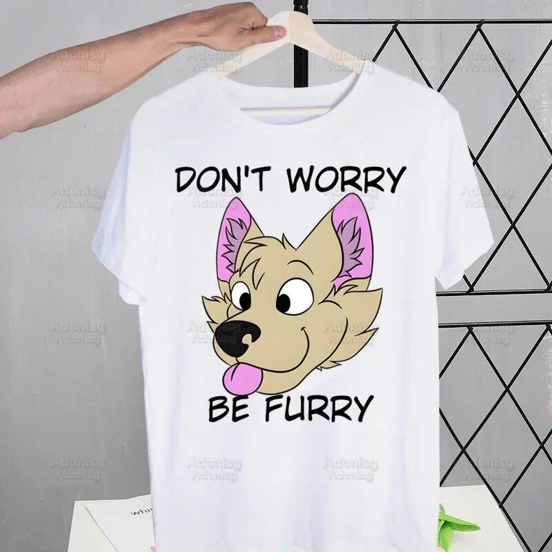 Футболки Furry Harajuku, летние унисекс/женские футболки в стиле хип-хоп с забавным принтом, уличные футболки, топы с короткими рукавами